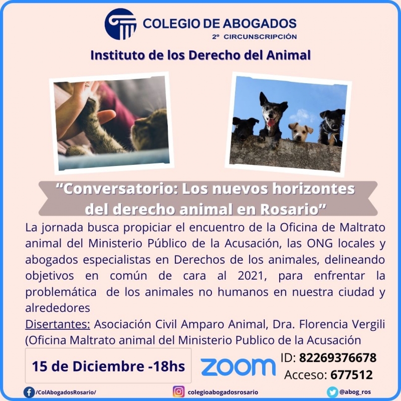 Conversatorio: Los nuevos horizontes del derecho animal en Rosario